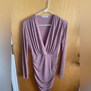 Pink shimmery low cut dress